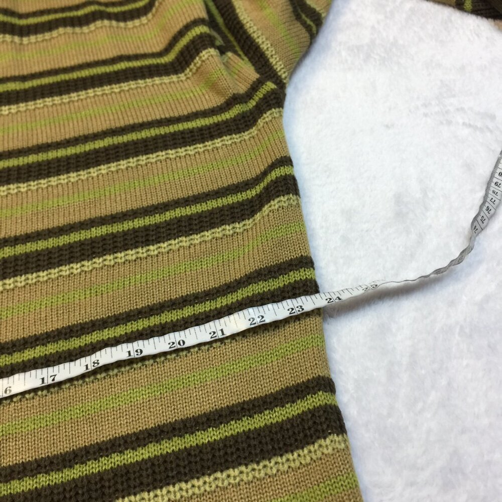 New! Thorn & Fable Sweater M Men’s Green Brown Striped Pocket Long Sleeve - Picture 7 of 16